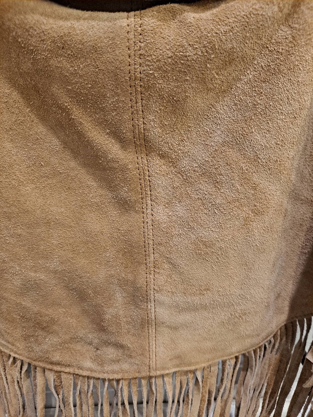 Newport News Easy Style Vintage Tan Suede Fringe Shoulder Bag Boho Saddlebag - Picture 3 of 11